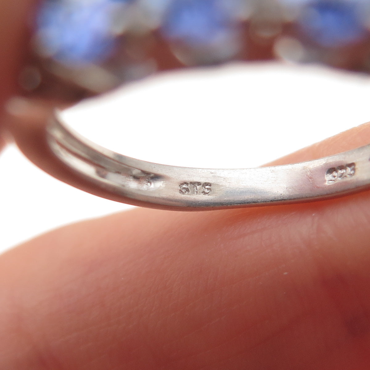Chuck Clemency 925 Sterling Silver Real Tanzanite & White Topaz Ring Size 8.25