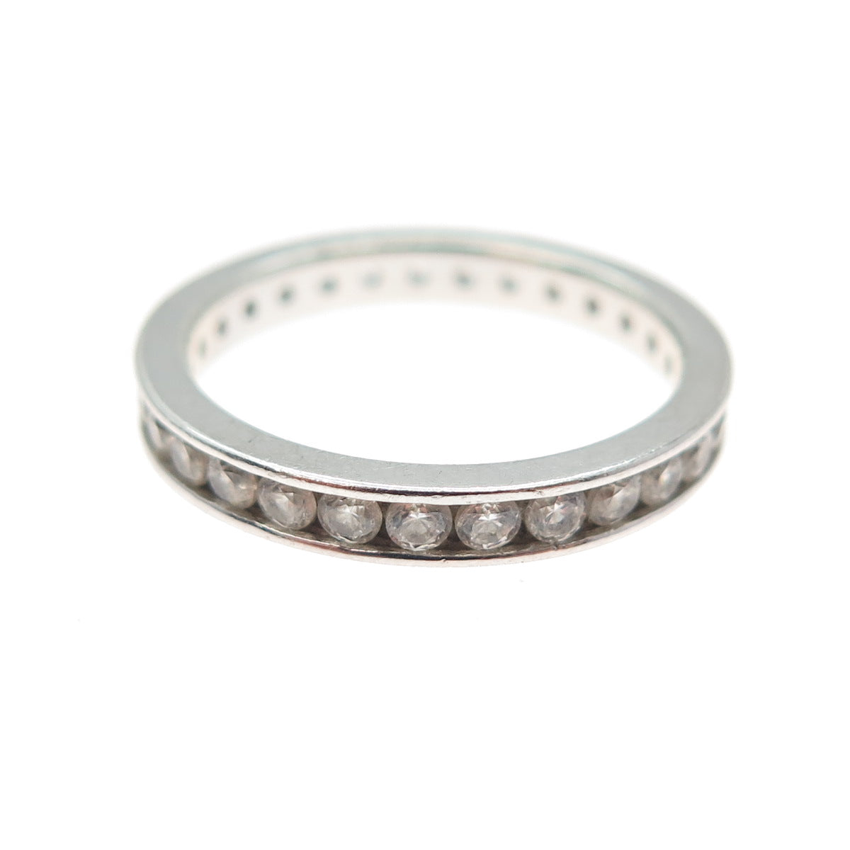 925 Sterling Silver Round-Cut C Z All Around Eternity Band Ring Size 6.25