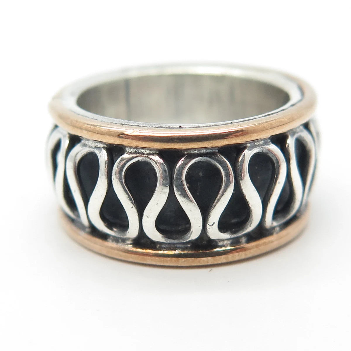 925 Sterling Silver 2-Tone Vintage Eternal Curve Band Ring Size 6.5
