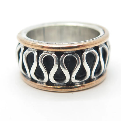 925 Sterling Silver 2-Tone Vintage Eternal Curve Band Ring Size 6.5