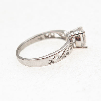 Chapal Zenray 925 Sterling Silver Round-Cut C Z Engagement Ring Size 6.75