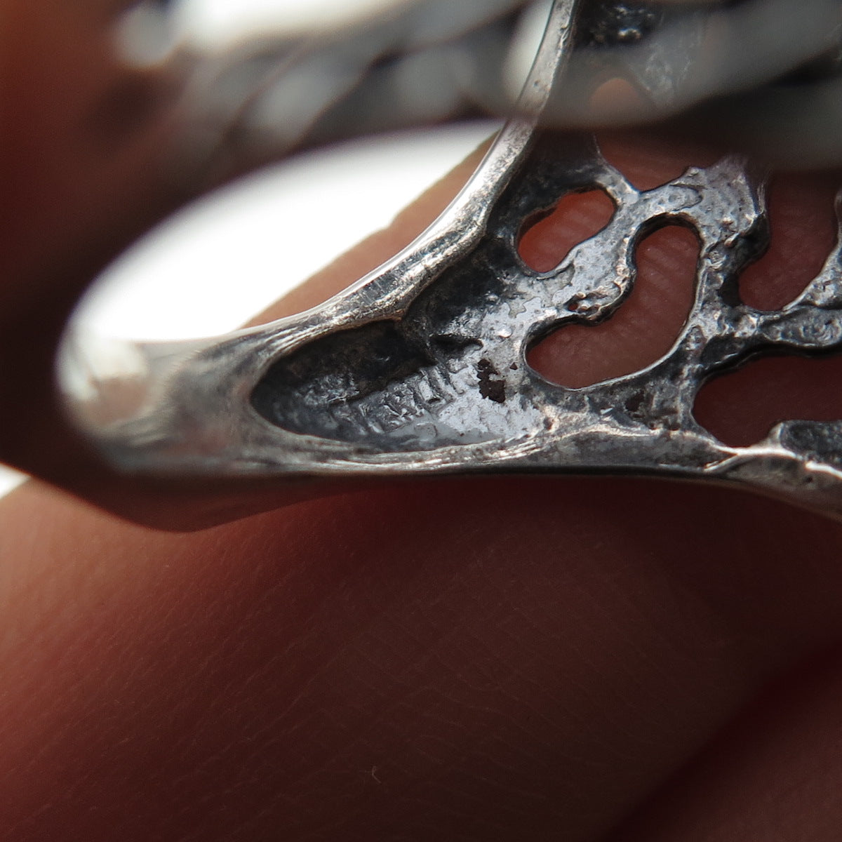 925 Sterling Silver Vintage Modernist Oxidized Statement Ring Size 8.75