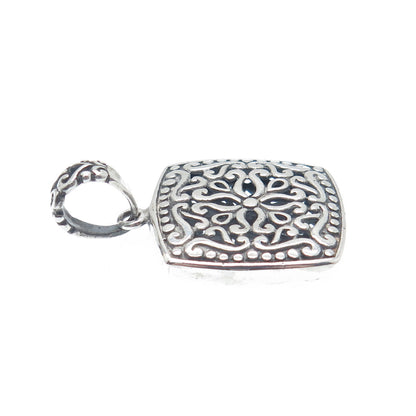 925 Sterling Silver Vintage Ornate Floral Oxidized Charm Pendant