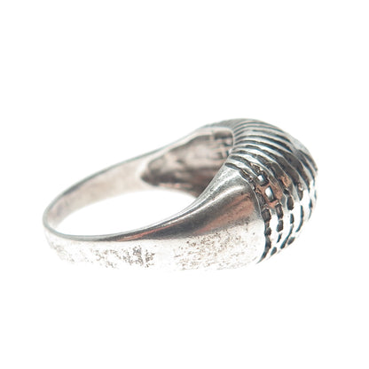 925 Sterling Silver Vintage UTC Cage Domed Oxidized Ring Size 8