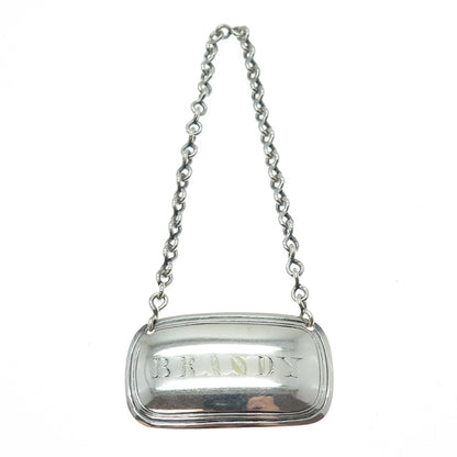 925 Sterling Silver Antique Art Deco Brandy Bottle Tag
