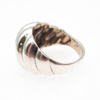 925 Sterling Silver Vintage Modernist Ribbed Dome Oxidized Ring Size 6