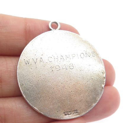 BALFOUR Sterling 2-Tone Antique Enamel Junior Baseball American Legion Pendant