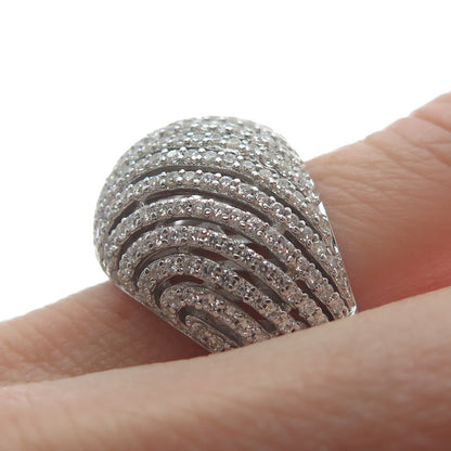 925 Sterling Silver Round-Cut C Z Sparkle Dome Ring Size 8.25