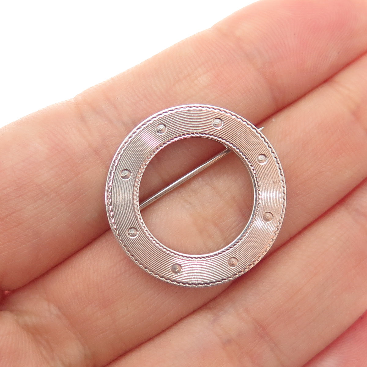 WELLS 925 Sterling Silver Vintage Circle of Life Pin Brooch