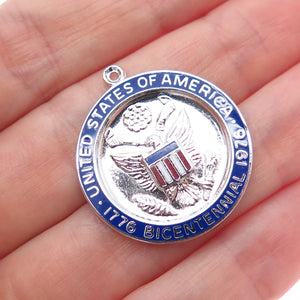 GRIFFITH & SONS CO. Sterling Silver Vintage 1967 Enamel US Bicentennial Pendant