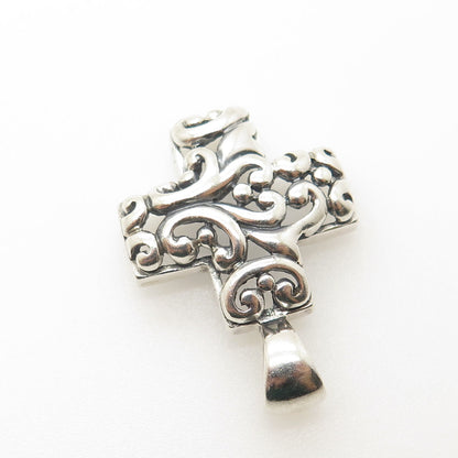 925 Sterling Silver Vintage Ornate Heart Cross Pendant
