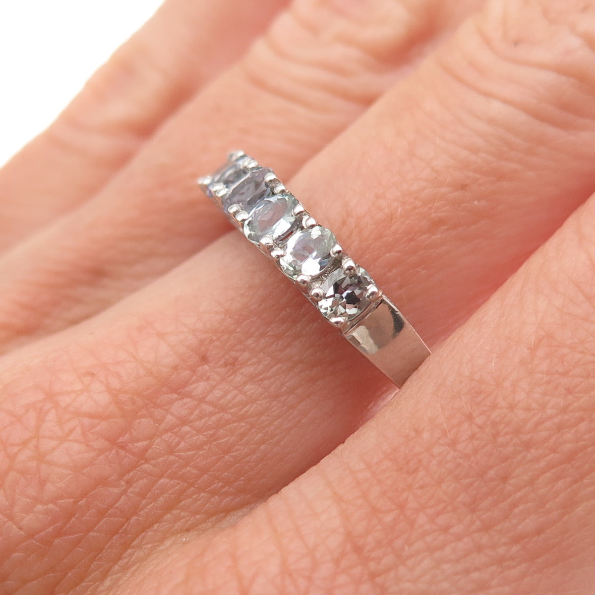 Chuck Clemency 925 Sterling Silver Real Peacock Sapphire Ring Size 8.25