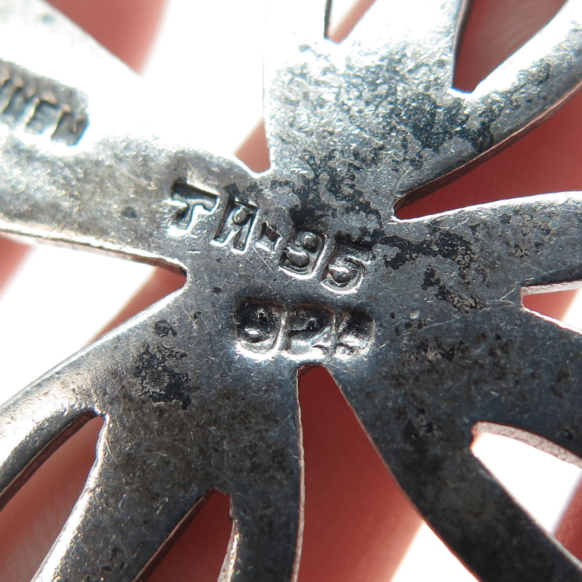925 Sterling Silver Vintage Mexico Cross Oxidized Pendant