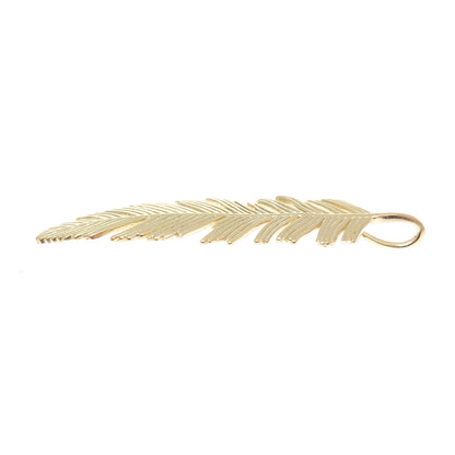 14K Yellow Gold Feather Minimalist Charm Pendant