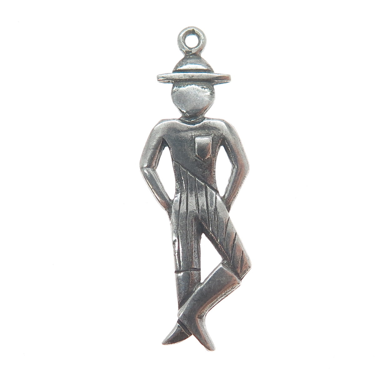 925 Sterling Silver Vintage Dancer Oxidized Charm Pendant