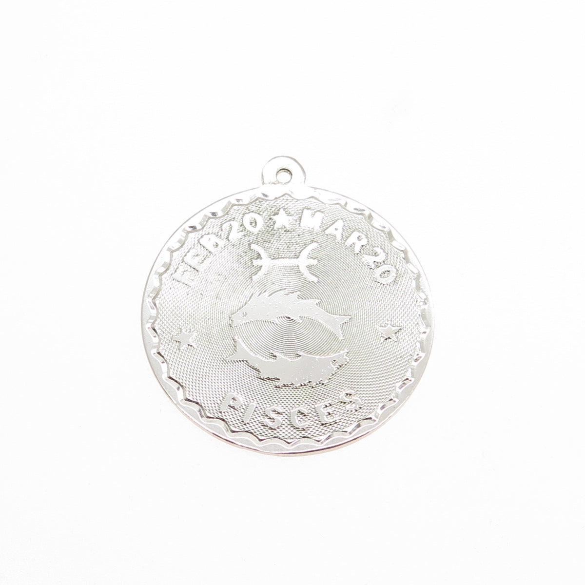 925 Sterling Silver Vintage Pisces Zodiac Sign Charm Pendant
