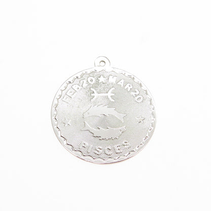 925 Sterling Silver Vintage Pisces Zodiac Sign Charm Pendant