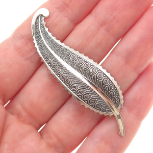 BEAU 925 Sterling Silver Vintage Feather Oxidized Pin Brooch