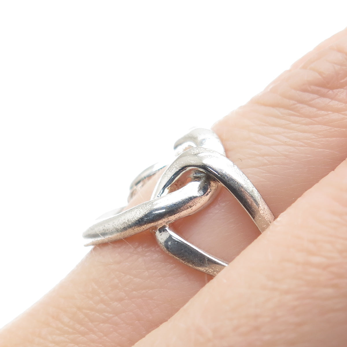 925 Sterling Silver Vintage Heart Love Knot Oxidized Ring Size 7.25