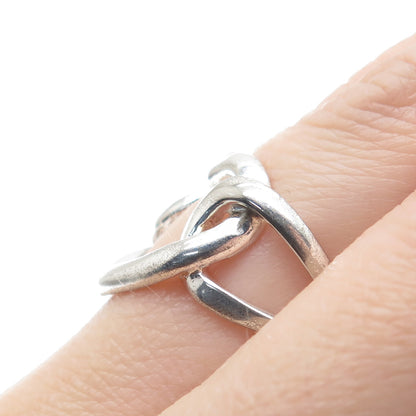 925 Sterling Silver Vintage Heart Love Knot Oxidized Ring Size 7.25