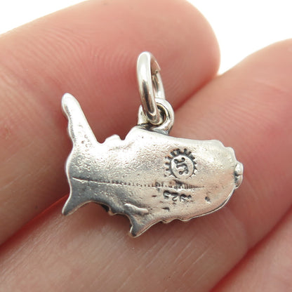 SUNDANCER 925 Sterling Silver Vintage USA Map Oxidized Minimalist Charm Pendant