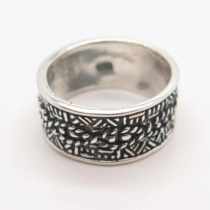 925 Sterling Silver Vintage Ethnic Band Ring Size 8.75
