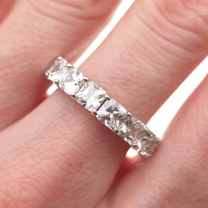 925 Sterling Silver Princess-Cut C Z Eternity Band Ring Size 7.5