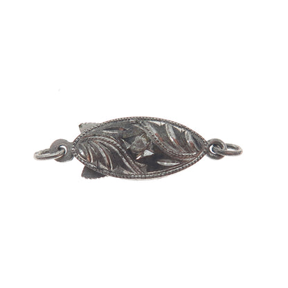 925 Sterling Silver Antique Engraved Oxidized Lock Clasp for Bracelet / Necklace