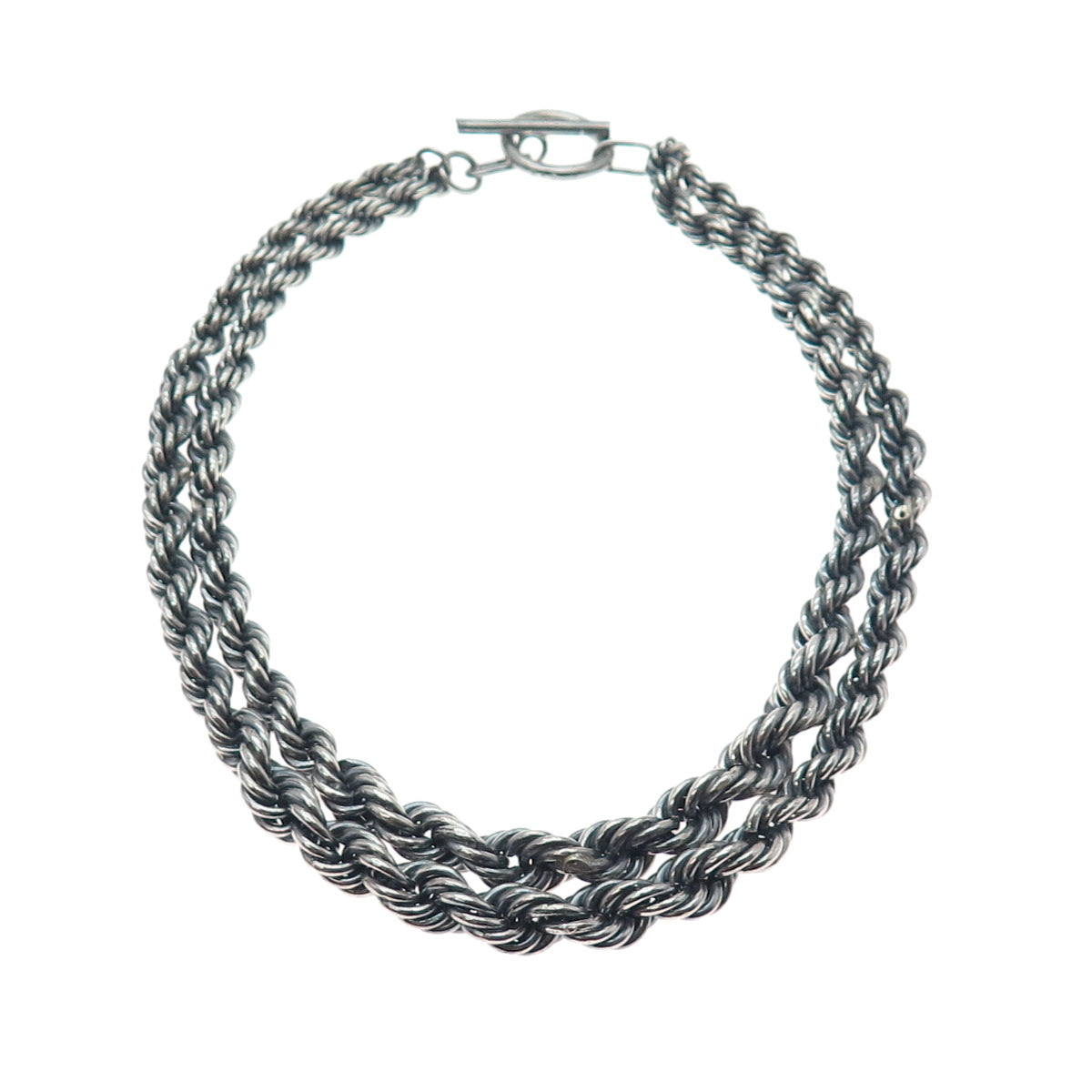 925 Sterling Silver Vintage Heavy 164.9g Double Twisted Rope Chain Necklace 16"