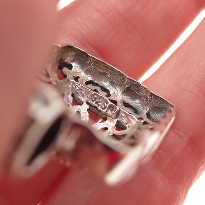 925 Sterling Silver Vintage Floral Oxidized Charm Pendant