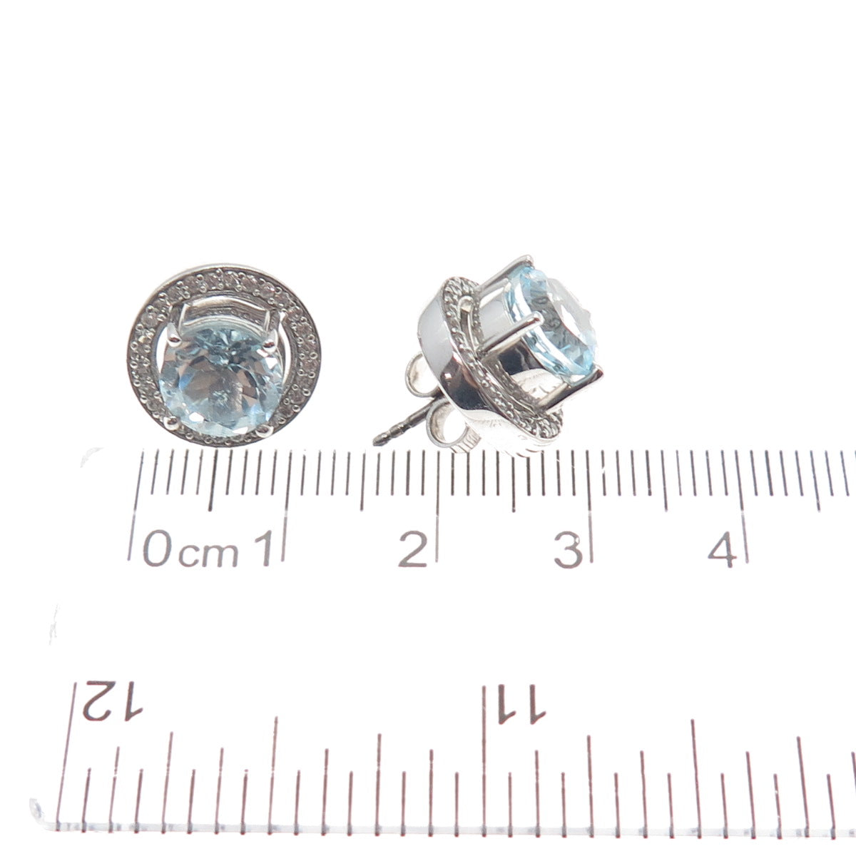 925 Sterling Silver Real White & Blue Topaz Interchangeable Earrings