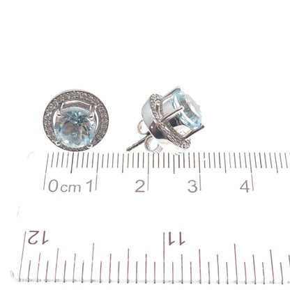 925 Sterling Silver Real White & Blue Topaz Interchangeable Earrings