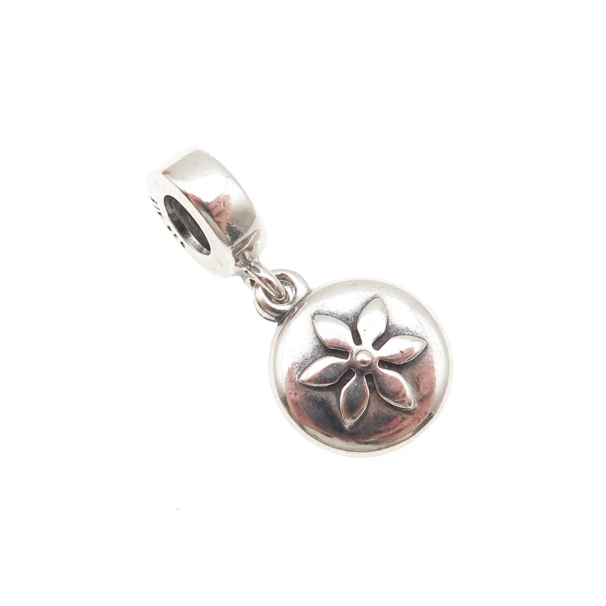 PANDORA 925 Sterling Silver Lucerne Flower Amulet Double Dangle Charm