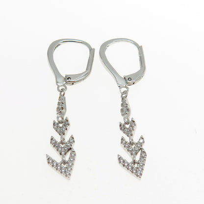 925 Sterling Silver Pave C Z Arrow Dangling Earrings