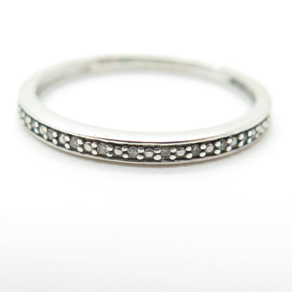 SAMARA SJD Sterling Silver Real Round-Cut Diamond Stackable Band Ring Size 7.25