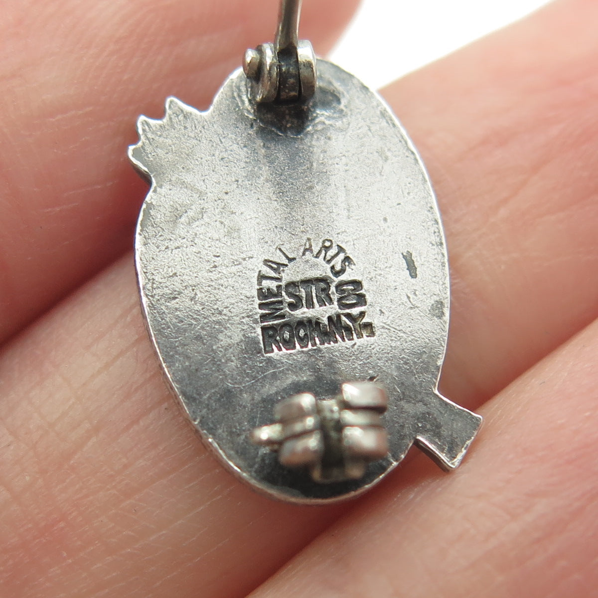 METAL ARTS CO. 925 Sterling Silver Vintage Enamel "AC" Artist's Palette Brooch