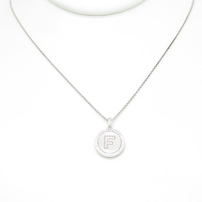 925 Sterling Silver C Z Letter "F" Initial Cable Chain Necklace 16"