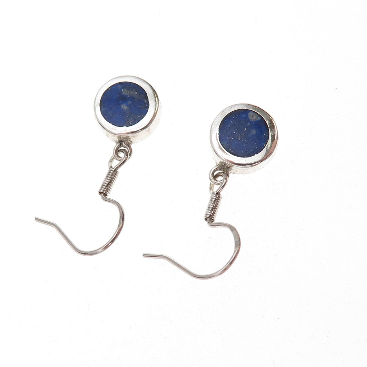 950 Silver Vintage Real Lapis Dangle Earrings