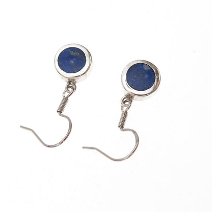 950 Silver Vintage Real Lapis Dangle Earrings