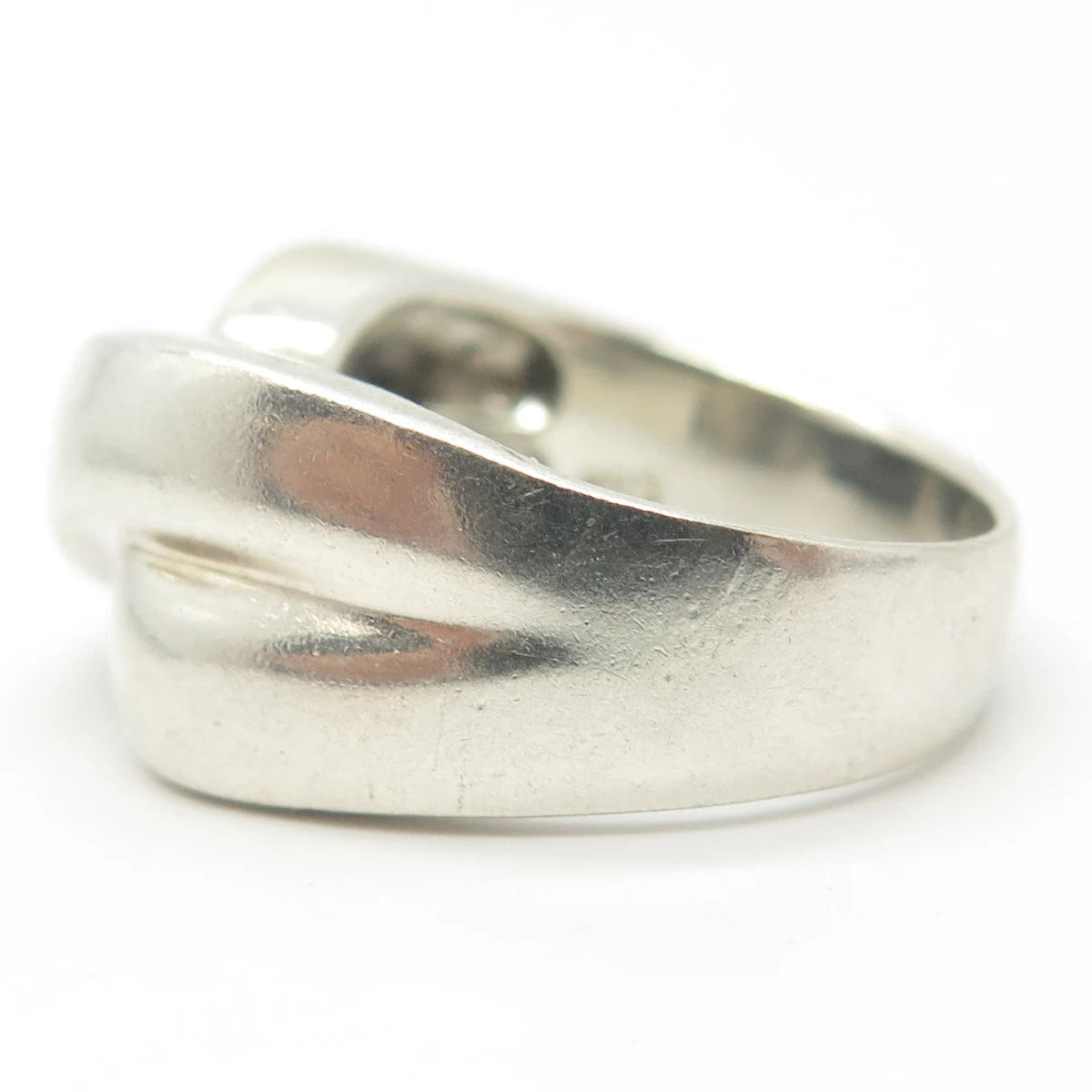 925 Sterling Silver Vintage Wide Crisscross Cocktail Ring Size 8.25