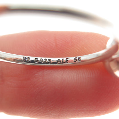 PANDORA 925 Sterling Silver Round-Cut C Z Aqua Birthstone Ring Size 8.5