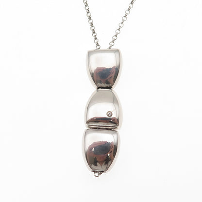 925 Sterling Silver Round-Cut C Z Modernist Fish Rolo Chain Necklace 16-18"