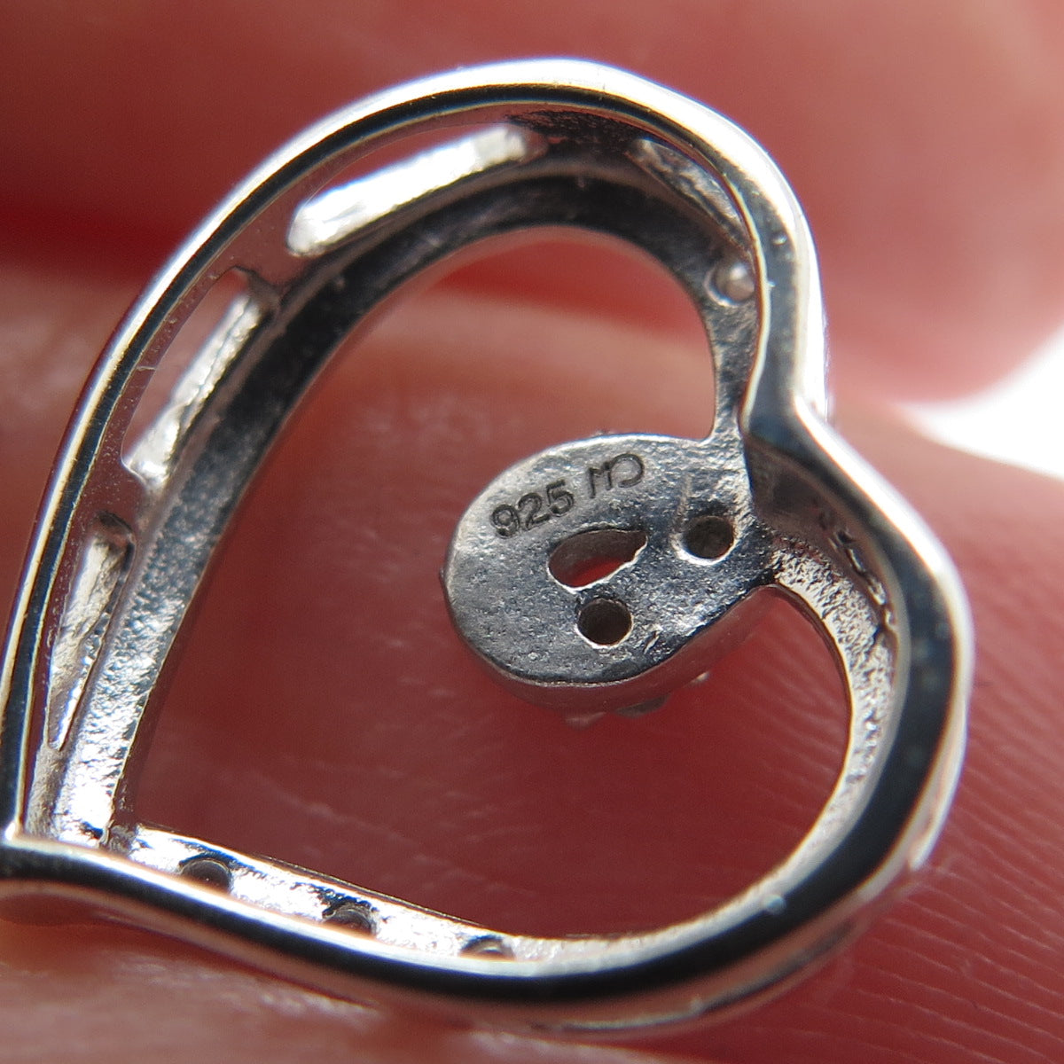 CHARLES WINSTON 925 Sterling Real Diamond Heart Minimalist Slide Pendant