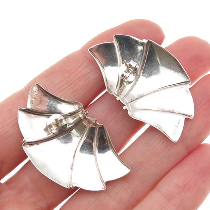 925 Sterling Silver 14K Gold Vintage Modernist Wing Earrings