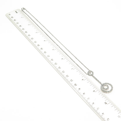 925 Sterling Silver Round-Cut C Z Circle of Life Drop Rolo Chain Necklace 16"