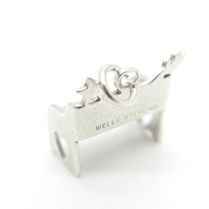 WELLS 925 Sterling Silver Vintage "Let's Get Together" Bench 3D Pendant