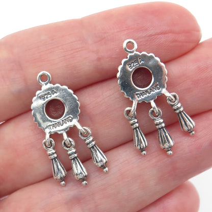 925 Sterling Silver Vintage Real Carnelian Modernist Dangle Jacket Earrings