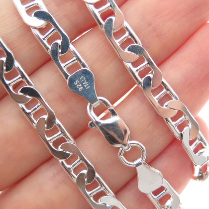 925 Sterling Silver Vintage Italy Anchor Mariner Chain Necklace 18"