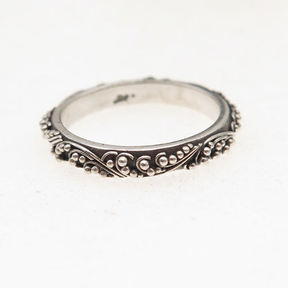 Lois Hill 925 Sterling Silver Vintage Granulated Scroll Band Ring Size 7.25