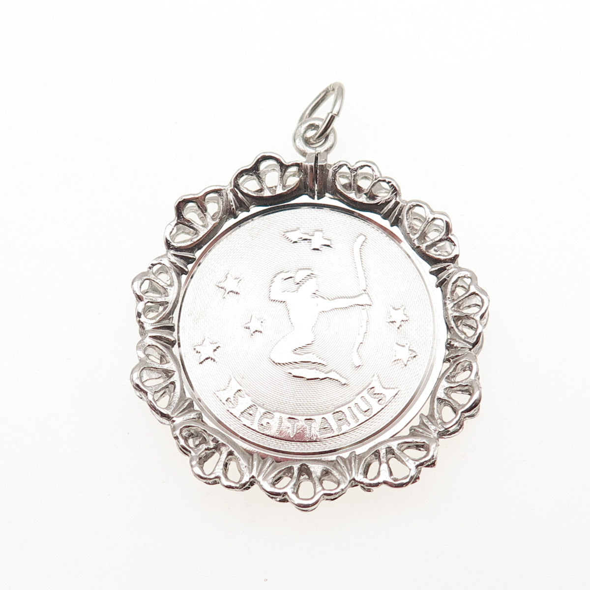 JAY POSON 925 Sterling Silver Vintage Sagittarius Zodiac Sign Charm Pendant
